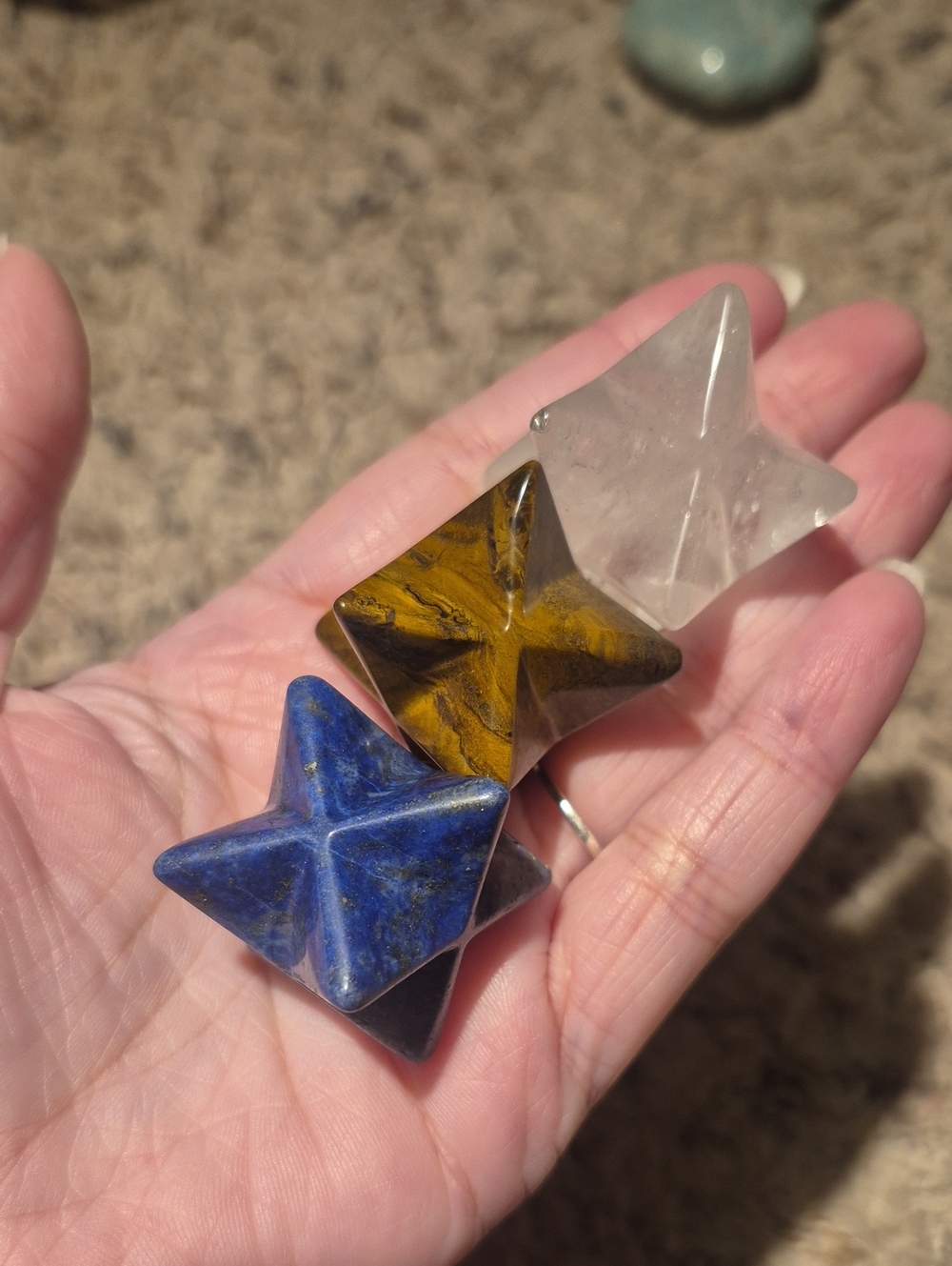 Star-Shaped Gemstone Merkabas - Lapis Lazuli Tigers Eye Crystal Quartz